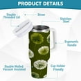 thumbnail image 4 of 30 oz Insulated Stainless Steel Tumbler Double Wall Stainless Steel Tumbler with 2-Way Drinking Green Dandelions Pattern, 4 of 9