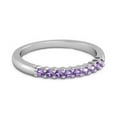 thumbnail image 2 of Half Eternity 0.18Cts Amethyst 925 Sterling Silver Stacking Bridal Women Valentines Day Gifts Ring, 2 of 3