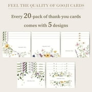 Gooji 4x6 Floral Thank You Cards with Envelopes (Bulk 20-Pack) Matching Peel-and-Seal Rustic Envelopes