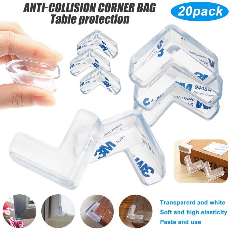 LNKOO Clear Edge Bumpers (20-Pack) Corner Protectors for Baby Safety from Table Corners, Best High Resistant Furniture Corner Bumper, Child Proof Rubber Cabinet Cushion Cover, Plastic Covers