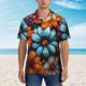 thumbnail image 2 of Fotbe Colorful Blooming Flowers Camisa Hawaiana para Hombre Unisex – Camisa Casual de Verano con Botones de Manga Corta de Algodón y Lino,Small, 2 of 7