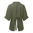 thumbnail image 6 of GEWSEY Womens Plus Size Button Down Shirts Long Sleeve Dress Linen Shirts Casual Collared Cotton Button Up Blouses Oversized Tops with Pockets (Green1, M), 6 of 6