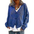 thumbnail image 1 of Womens Sweater Knitted Casual V-neck Solid Color Cardigan Sweater, 1 of 4