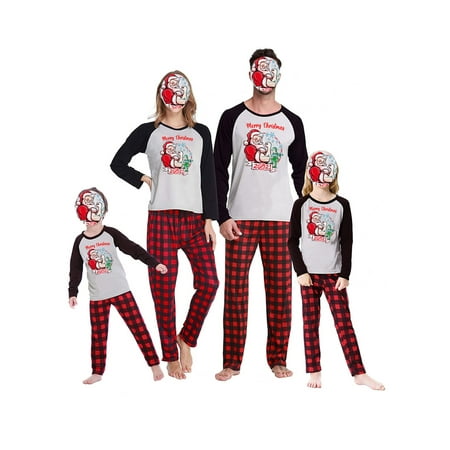 

Christmas Family Matching Pajamas Sets Women Men Xmas Pjs Holiday Sleepwear with Santa Claus Print