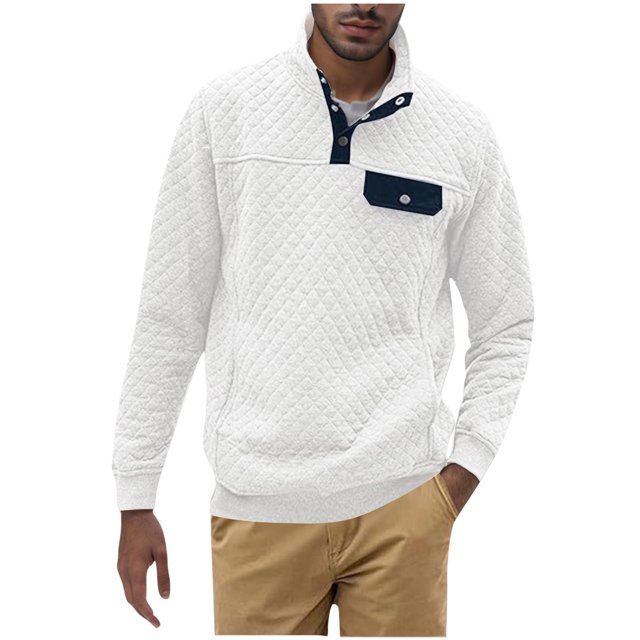 ameIAEA Casual Sweatshirts for Men Long Sleeve Solid Color Fall Pullover Tops with Pockets