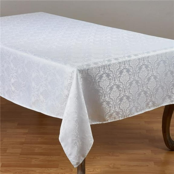 Saro Lifestyle White Damask Polyester Table Cloth