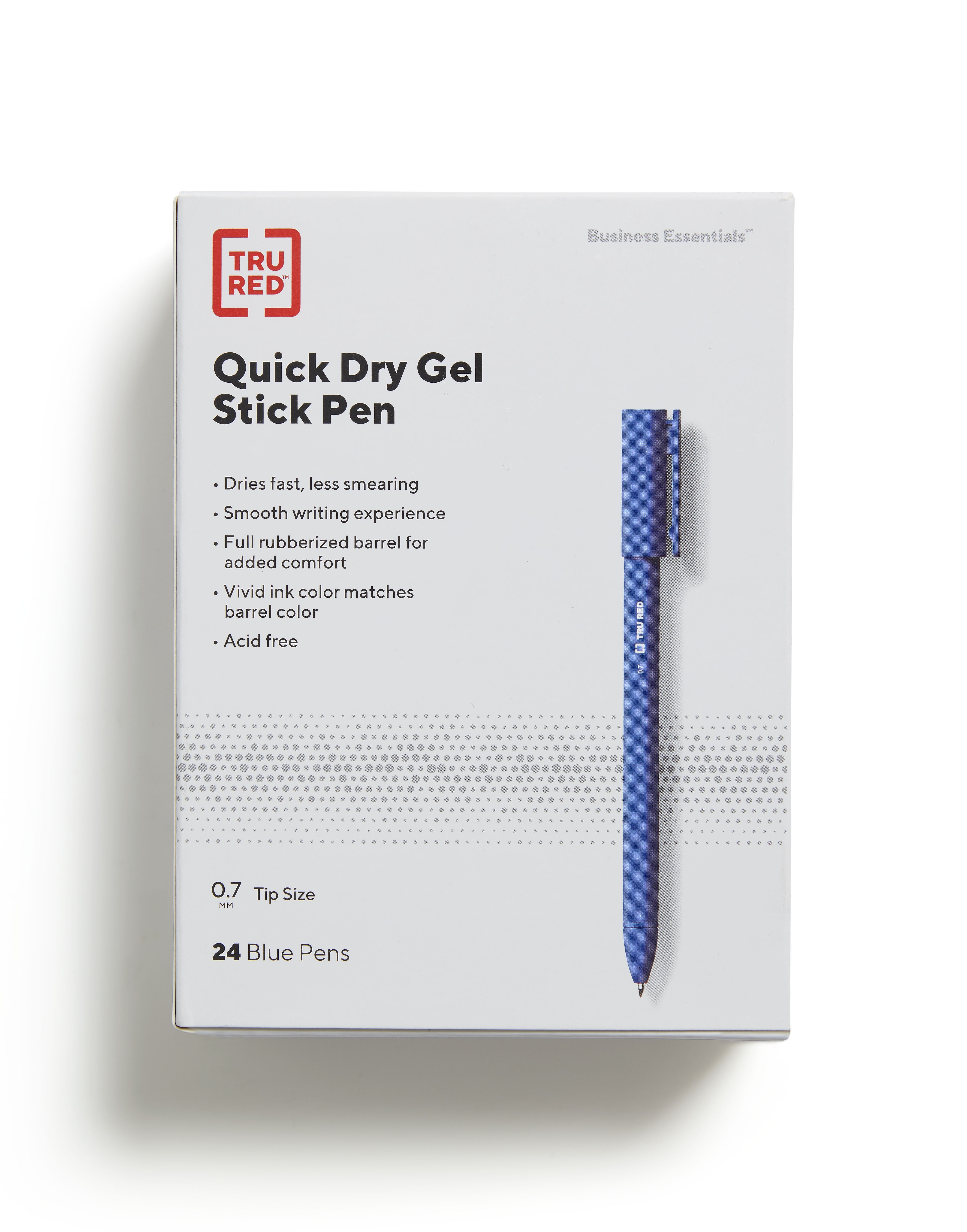 TRU RED Quick Dry Gel Pens Med Point 0.7mm Blue 24/Pack TR54485