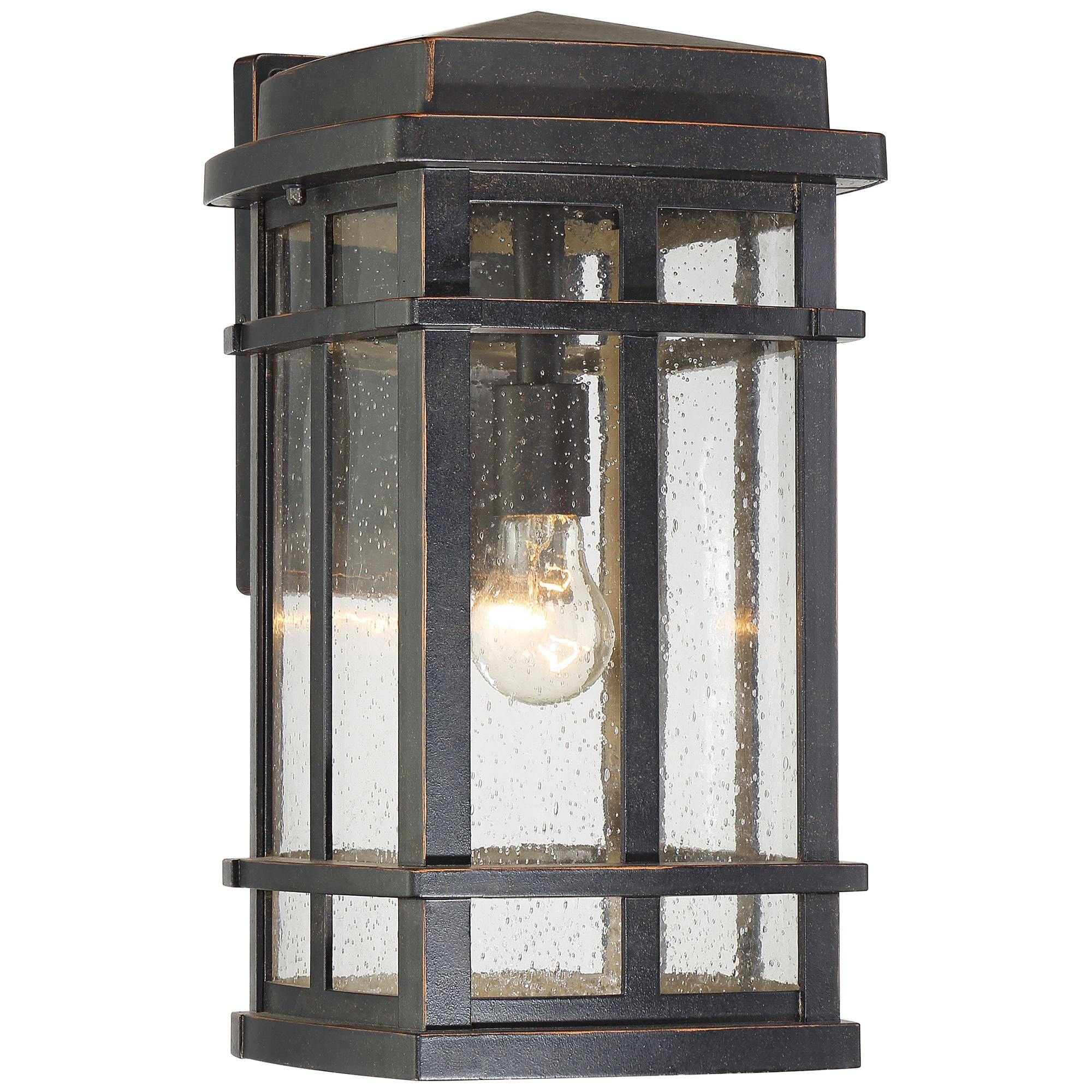 John Timberland Neri Mission Outdoor Wall Light Fixture Oil Rubbed Bronze 16" Clear Seedy Glass for Post Exterior Barn Deck House Porch Yard Patio