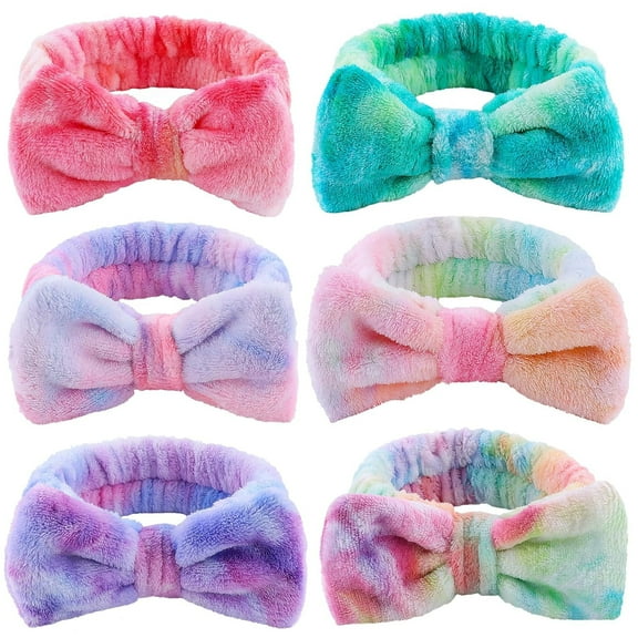 6pcs Skincare Headbands for Women, Reusable Soft Coral Fleece Headband, Elastic Washable Headband for Facial Makeup, Shower, Exercise