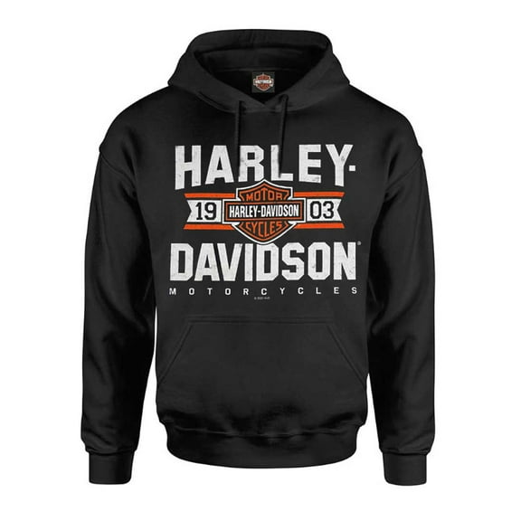 Harley-Davidson Men's Varsity B&S Logo Pullover Cotton-Blend Hoodie, Black (4XL), Harley Davidson
