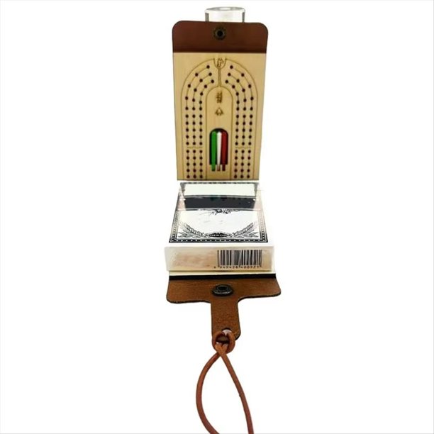 Juego de Mesa de Cribbage Plegable, Divertido Juego de Mesa con Tablero de Madera y Estuche de Piel Sintética. Juego de Cribbage Clásico con Baraja .