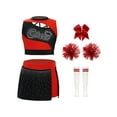 thumbnail image 1 of Runhomal Ensemble d'Uniforme de Cheerleading pour Filles, Tenues de Danse, Débardeurs Brillants, Jupe, Robe de Soirée pour Fête d'Anniversaire, Rouge 6, 1 of 3
