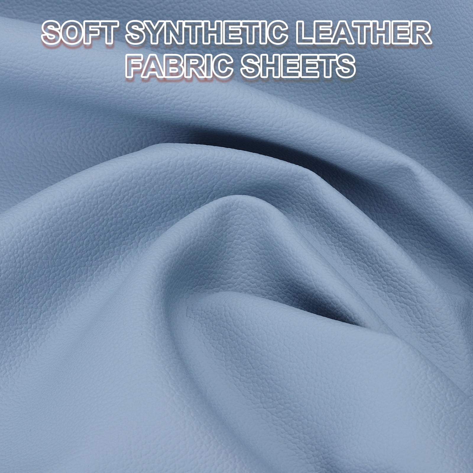 63x39.4in Faux Leather Sheets,  Faux Leather Fabric Sheets Vinyl Fabric Synthetic Soft Waterproof PU for Replacement Upholstery Car, Sky Blue