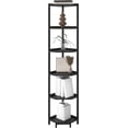 thumbnail image 3 of Corner Shelf Stand, Corner Bookshelf, Storage Standing Shelf Unit with Metal Frame, Plant Stand, Corner Bookcase for Living Room, Home Office, Bedroom, 6-Tier Black, 3 of 16
