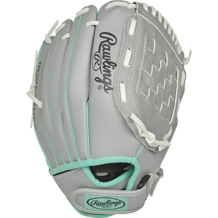 Rawlings Fastpitch Glove, 11-inch, Gray/Mint, Left Hand photo 2