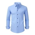 thumbnail image 2 of gbyLJF Men's Button Up Shirt Solid Color Turndown Collar Dress Shirt Regular Style Business Casual Long Sleeve Shirts, 2 of 5