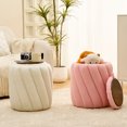 thumbnail image 7 of Mxfurhawa Ottoman with Storage - Round Vanity Stool, Upholstered Padded Foot Rest Accent Pouf Round Chair for Living Room, Entryway, Makeup Room, Footstool with Teddy Velvet Seat White, 7 of 7
