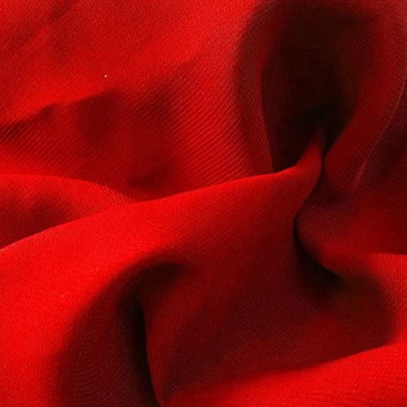 Solid Sheer Chiffon Fabric Polyester Dress 58 Inch Wide- Fabric by The Yard (F.E.) (50 Yard, RED)