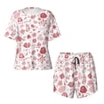 thumbnail image 4 of Naloa Flower Leaves Women's Short-Sleeved Pajama Set, Loungewear, Summer pajamas, Breathable Cozy - Medium, 4 of 9