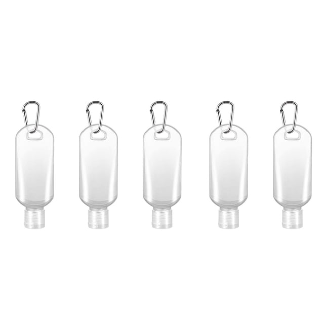 Botellas Recargables Con Gancho De Color Aleatorio Contenedor Exprimible A Prueba De Fugas Contenedores De Desinfectante De Manos Con Llavero Tapa Abatible 5 Uds Vogacara CE004316-00