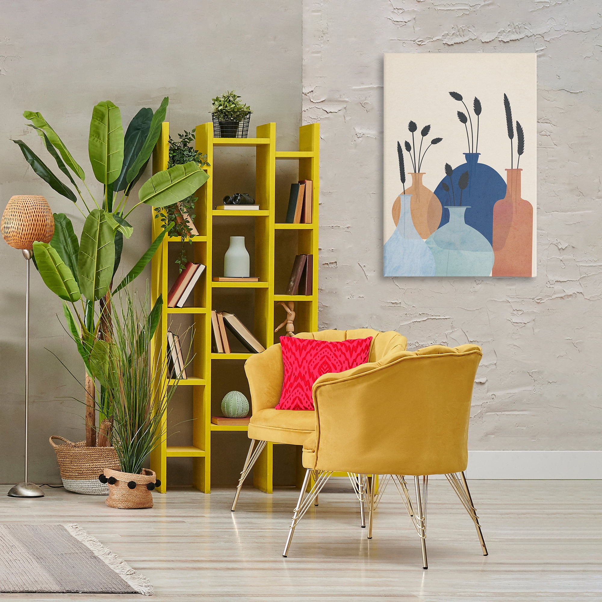 Stupell Industries Plant Sprigs Vases Plants & Flowers Painting Wrapped Canvas Art Print Wall Art, 24 x 36