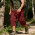 thumbnail image 5 of BVnarty Men's 3/4 Capri Cargo Pants Elastic Waist Drawstring Below Knee Baggy Wide Leg Casual Summer Lightweight Pants with Pockets Wine XXXL, 5 of 9