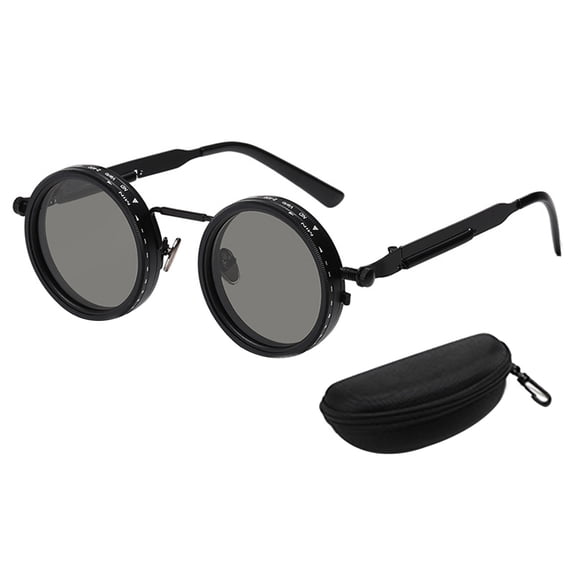 Xinwanna Adjustable Tint Polarized Sunglasses 1-9 Gear Round Glasses with ND Filter Lenses for Men UV Protection Eyewear for Beach Travel (Black)