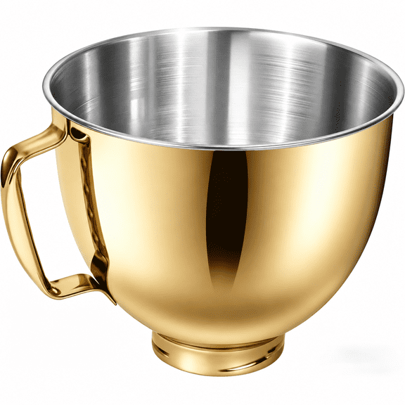 PQPO 5QT Food-Grade Stainless Steel Mixer Bowl Compatible with KitchenAid Tilt-Head Stand Mixers 4.5-5 Quart, Gold