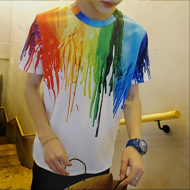 Unisex 3D Digital Printing Colorful Pigment Printing T shirt