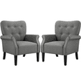 thumbnail image 4 of Yaheetech 2pcs Modern Upholstered Accent Chair with Wooden Leg for Living Room, Dark Gray, 4 of 9