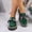 #0300-Army Green, variant on Xucatan Women's Patent Leather Pointed Toe Flats with Hollow Bow and Rhinestone Detail, Serrated Platform Loafers with Height Increase, Comfortable Slip On Shoes for Spring Summer Walking Gift
