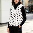 thumbnail image 5 of LUVDA Women's Polka Dot Plush Vest V Neck Button Sleeveless Loose Cropped for Winter, 5 of 6