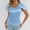 Navy, variant on Flutter Sleeve U Neck Slim Tee, Women's Solid Fitted Everyday Summer Blouse