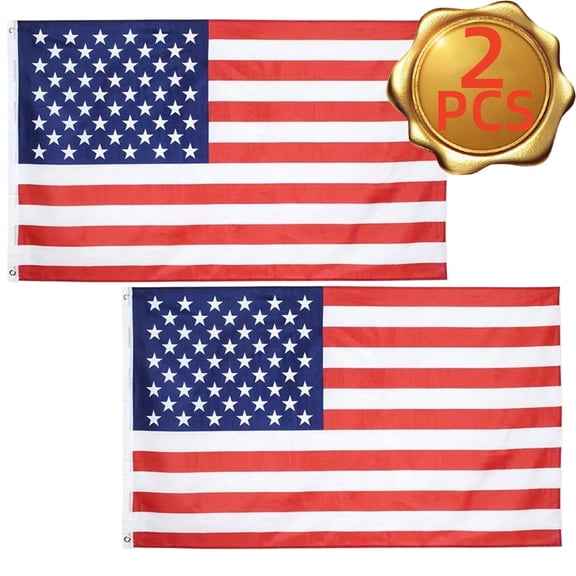 USA Flag Outdoor American Flag, Fade-Resistant for July 4th & Memorial Day Decorations, 3x5 Ft, 2 Pcs