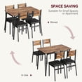 thumbnail image 2 of 5 - piece kitchen dining mesa set para 4 - rectangular wood top con 4 cushioned sillas, suitable para small spaces y apartments, brown color, 2 of 7