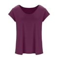 thumbnail image 4 of Dezsed Womens Solid Color Cap Sleeve T-Shirt Tops Women's Fashion Casual Loose V-Neck Basic Tank Tops T Shirt Pullover Top Hot Pink M, 4 of 8