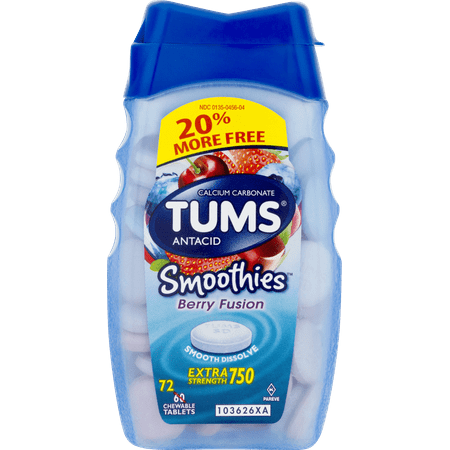 TUMS Antacid Smoothies Peppermint Chewable Tablets, 72 Count