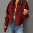 thumbnail image 2 of Hueook Long Coat Women Ladies' Casual Solid Color Lapel Button Long Sleeved Cardigan Jacket Red XL, 2 of 6