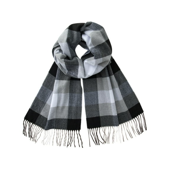 Calvin & Olivia Ultra-Soft Comfort Feel Unisex Winter Solid Plain Scarves Wool Feel Classic Super Soft Luxurious Scarf Black Gray White Check