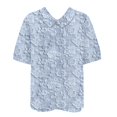 thumbnail image 4 of Dressy Women Shirts Women'S Lapel Embroidered Floral Lace Printed Round Neck Button Loose Pullover Top Casual Shirt T Shirt,Blue Women Shirts S, 4 of 4