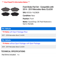 thumbnail image 2 of Front Brake Pad Set - Compatible with 2014 - 2019 Mercedes-Benz CLA250 2015 2016 2017 2018, 2 of 2