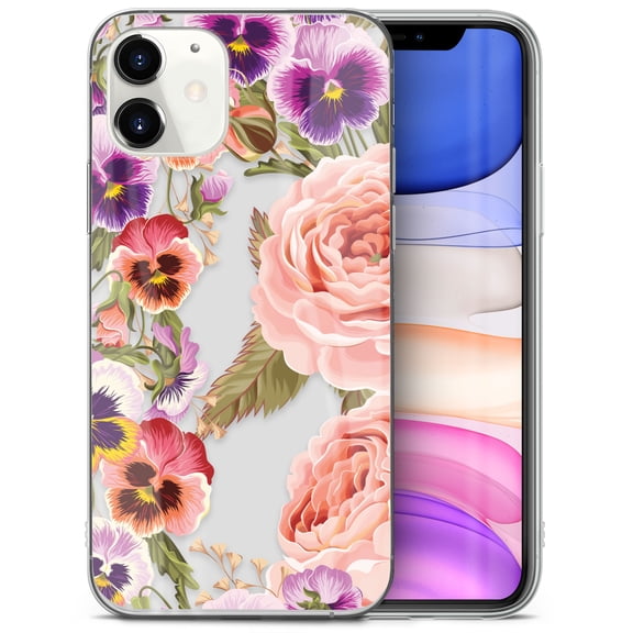 Caseyard TPU Clear Case for iPhone 13 Mini with Pansy Garden design phone cover