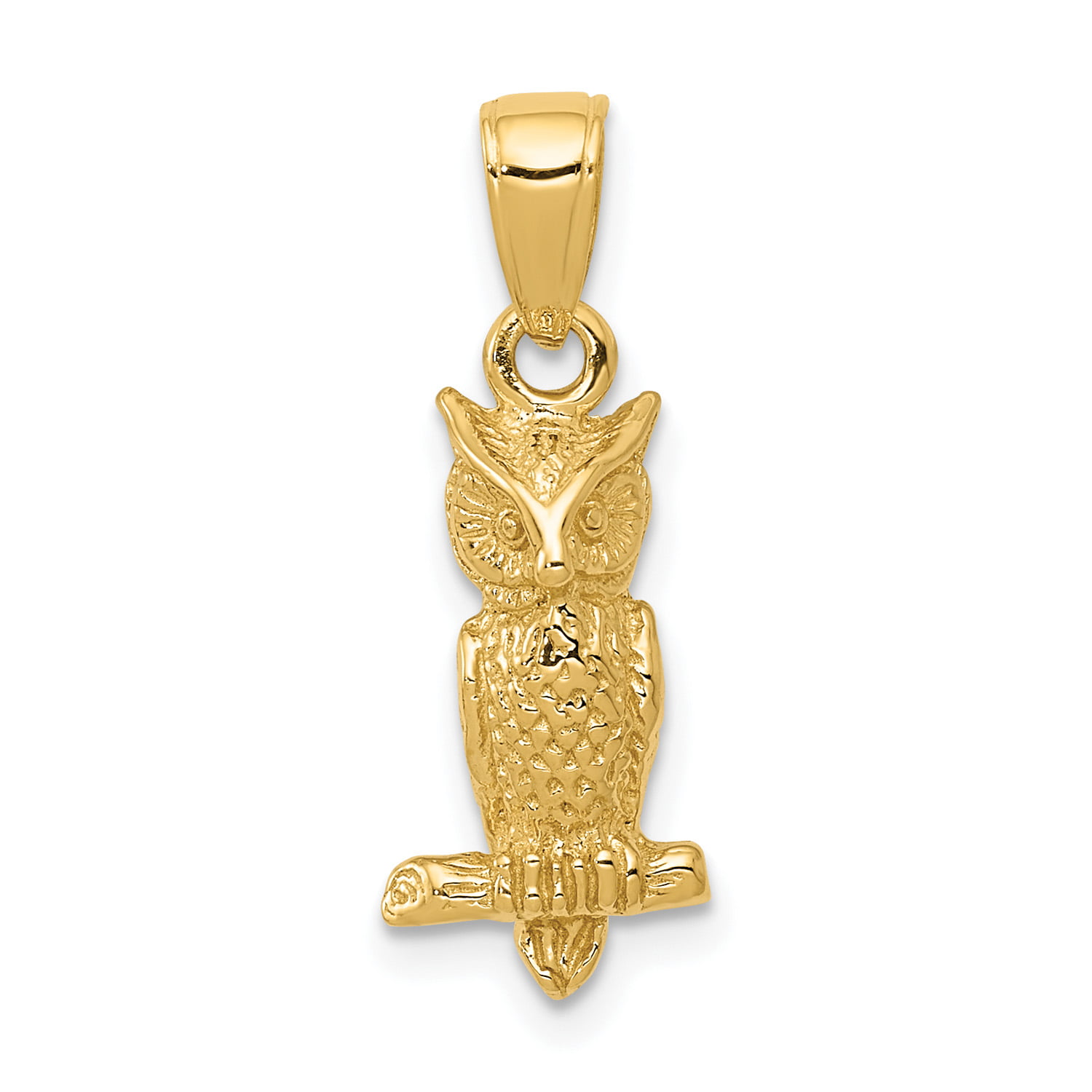 14K Yellow Gold Owl Pendant on an Adjustable 14K Yellow Gold Chain Necklace 