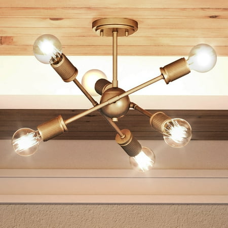 

Luxury Mid- Century Modern Indoor Ceiling Light 13 H x 15 W with Modern Style Elements Urban Loft Design Olde Brass Finish UEX2162