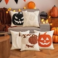 thumbnail image 1 of Funda de almohada de Halloween 17,7x17,7 pulgadas de poliéster | Funda decorativa para cojines de casa encantada de calabaza y murciélago de espeluznante | Cremallera oculta | Incluye 1 | Negro, 1 of 6