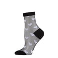 thumbnail image 4 of MeMoi Women's Hearts Mono Fine Net Semi-Sheer Anklet Sock - Womens - Female, 9-11, Black Red, 4 of 6