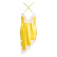 thumbnail image 7 of Satin Tops for Women Deep V Neck Spaghetti Strap Tank Top Lace Trim Asymmetrical Hem Silky Casual Going Out Camisole, #01 Yellow, M, 7 of 7