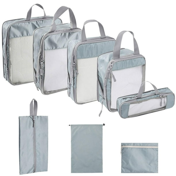 8 cubos de embalaje portátiles, organizadores de equipaje, gran capacidad, transpirable y con cremallera visible, neceser, bolsas de almacenamiento de gris Gloria bolsa de almacenamiento