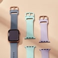 thumbnail image 3 of Paquete de 3 correas compatibles con Apple Watch de 45 mm, 44 mm y 42 mm, pulseras deportivas de silicona suave, correa de repuesto con cierre clásico para Iwatch Series Se 7 6, 3 of 5