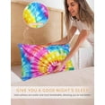 thumbnail image 5 of Hokiten King Size Pillow Cases Set of 2, Pillow Covers for Bed, Colorful Boho Satin Pillowcases with Zipper for Hair/Skin, Pink Yellow Blue Green Tie Dye Abstract Art 20x36 Inches, 5 of 6